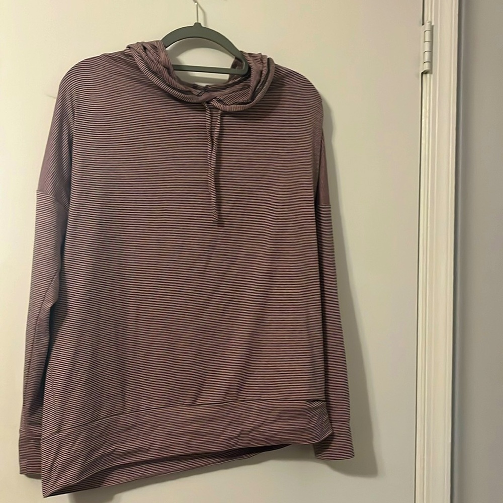 Skechers Go Walk Wear Women's Burgundy Striped Relaxed Fit Hoodie Size L